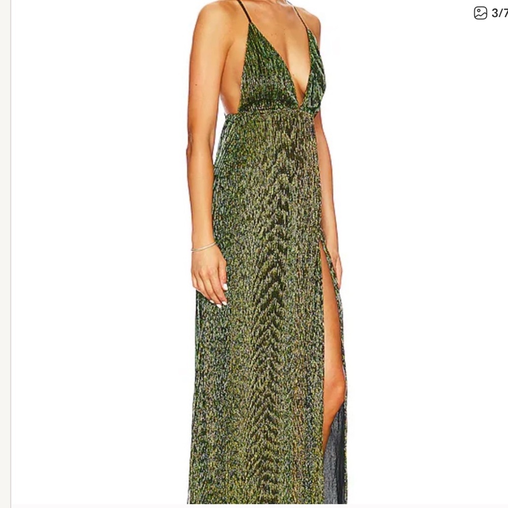 superdown REVOLVE Hailee High Slit Maxi Dress in Green Metallic